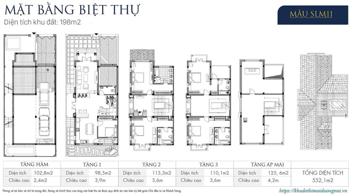 Mặt bằng thiết kế biệt thự an khang villa dương nội mẫu slm-11