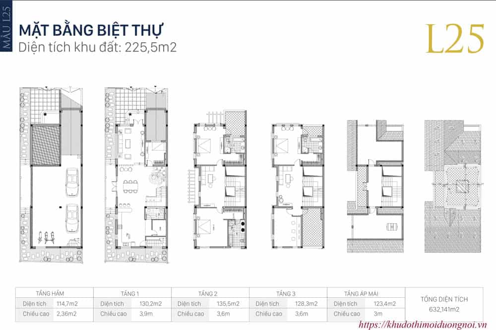 Mặt bằng thiết kế biệt thự an khang villa dương nội mẫu L25