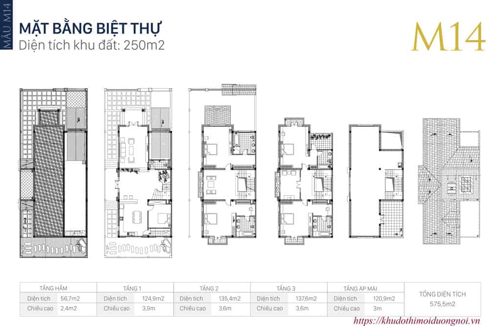 Mặt bằng thiết kế biệt thự an khang villa dương nội mẫu M14