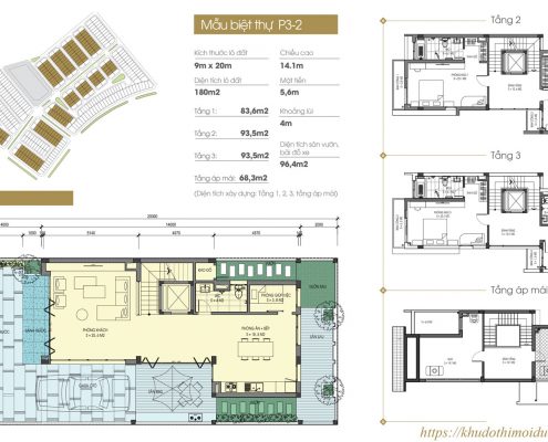 Mặt bằng thiết An Vượng Villa mẫu 180m2