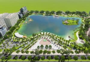Phối cảnh công viên hồ điều hòa biệt thự phùng khoang tố hữu