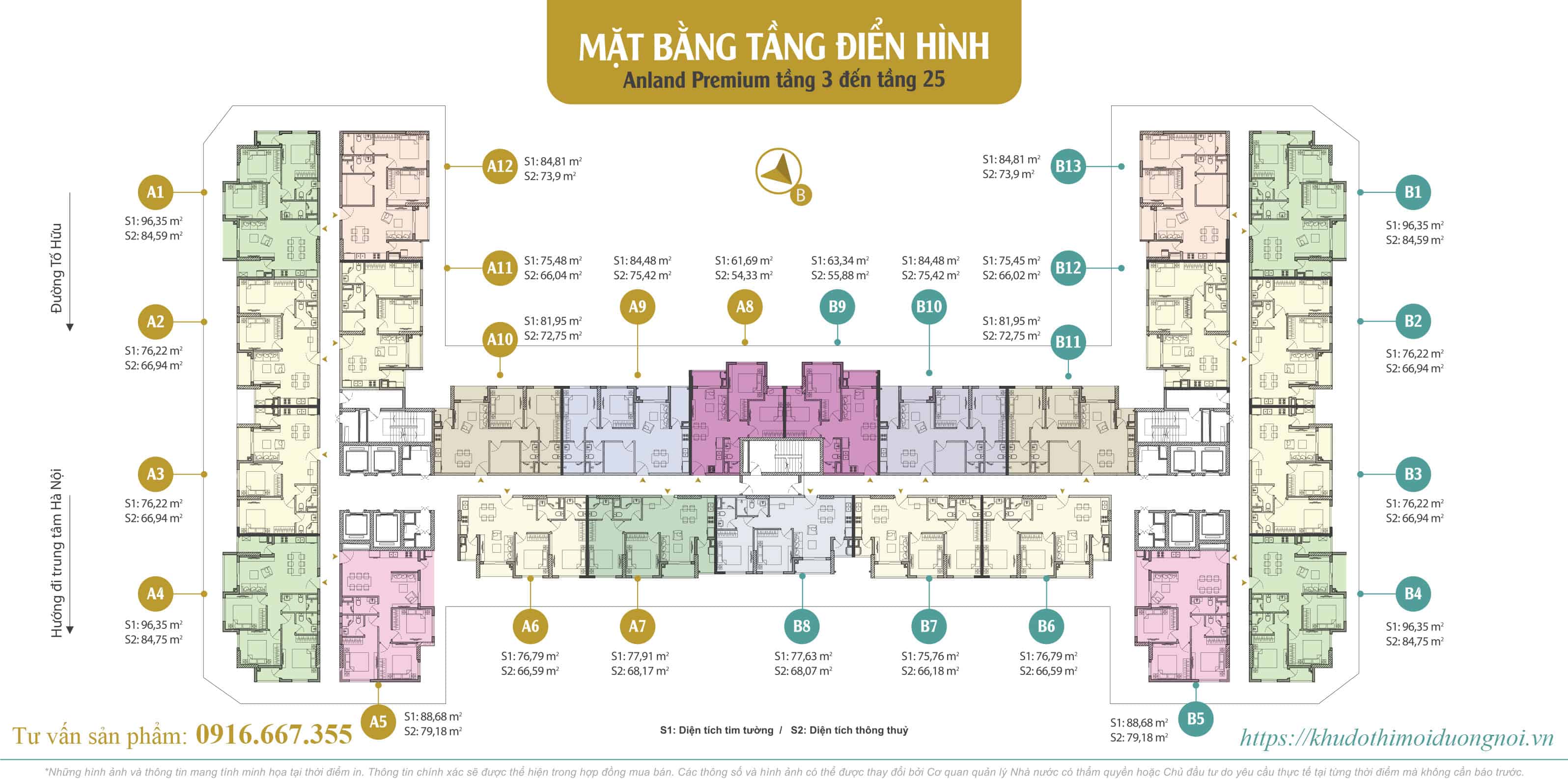 Mặt bằng thiết kế chung cư anland premium nam cường