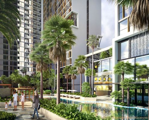 Chung cư anland lakeview phối cảnh khuôn viên sau