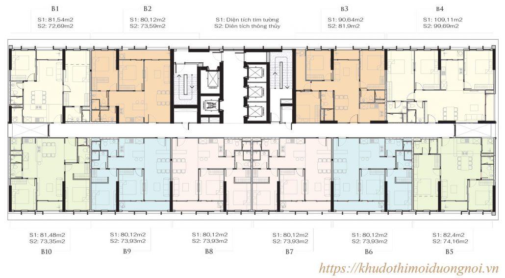 Mặt bằng thiết kế tháp b chung cư anland lakeview nam cường