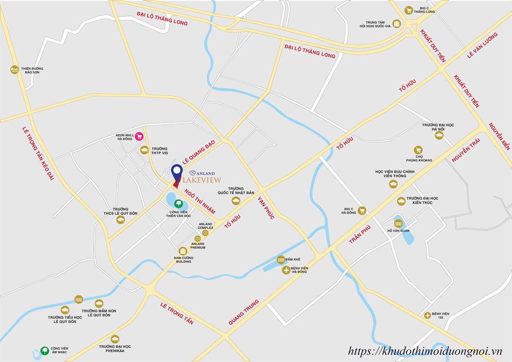 Vị trí liên kết giao thông chung cư anland lakeview nam cường