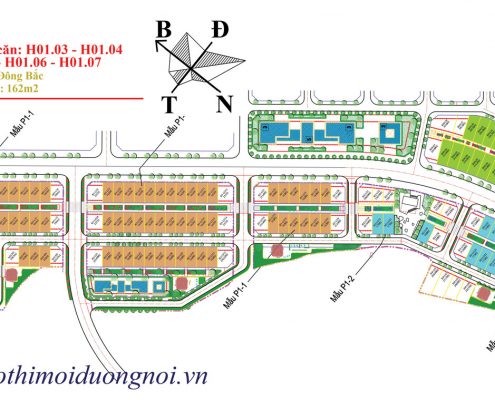 Vị trí căn H01.03 - H01.04 - H01.05 - H01.06 - H01.07 an phú shop villa