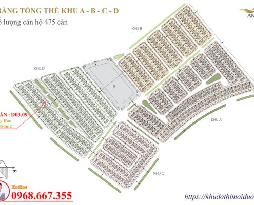 Vị trí căn D01-L09 An Vượng Villa biệt thự dương nội