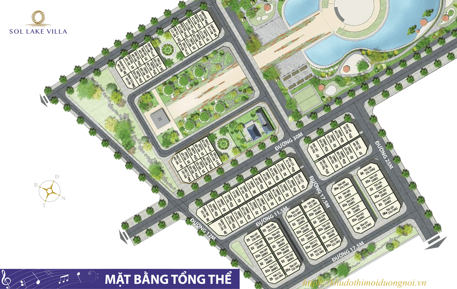 Mặt bằng phân lô biệt thự đô nghĩa sol lake villa