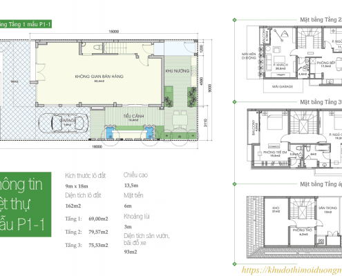 Mặt bằng thiết kế biệt thự an phú shop villa diện tích 162m2