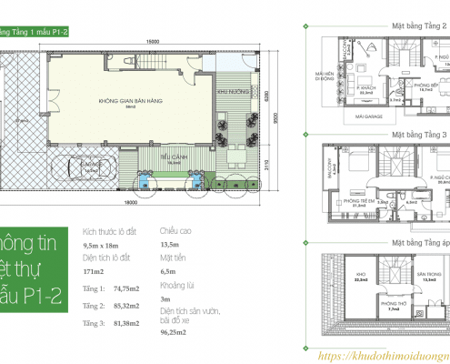 Mặt bằng thiết kế biệt thự an phú shop villa diện tích 171m2