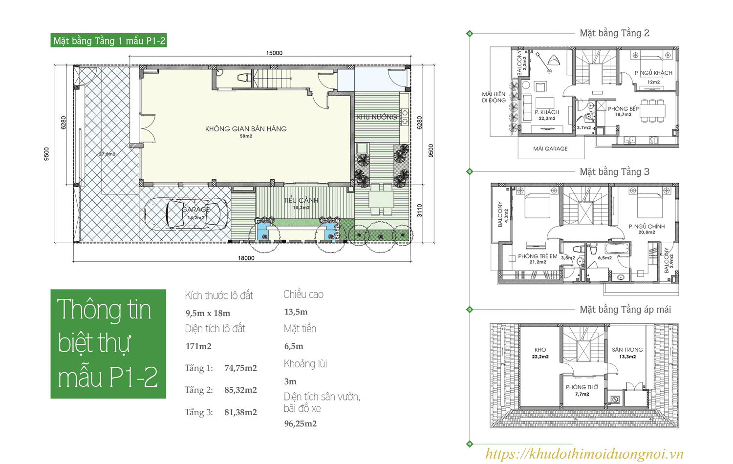 Mặt bằng thiết kế biệt thự an phú shop villa diện tích 171m2