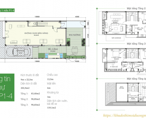 Mặt bằng thiết kế biệt thự an phú shop villa diện tích 202,5m2