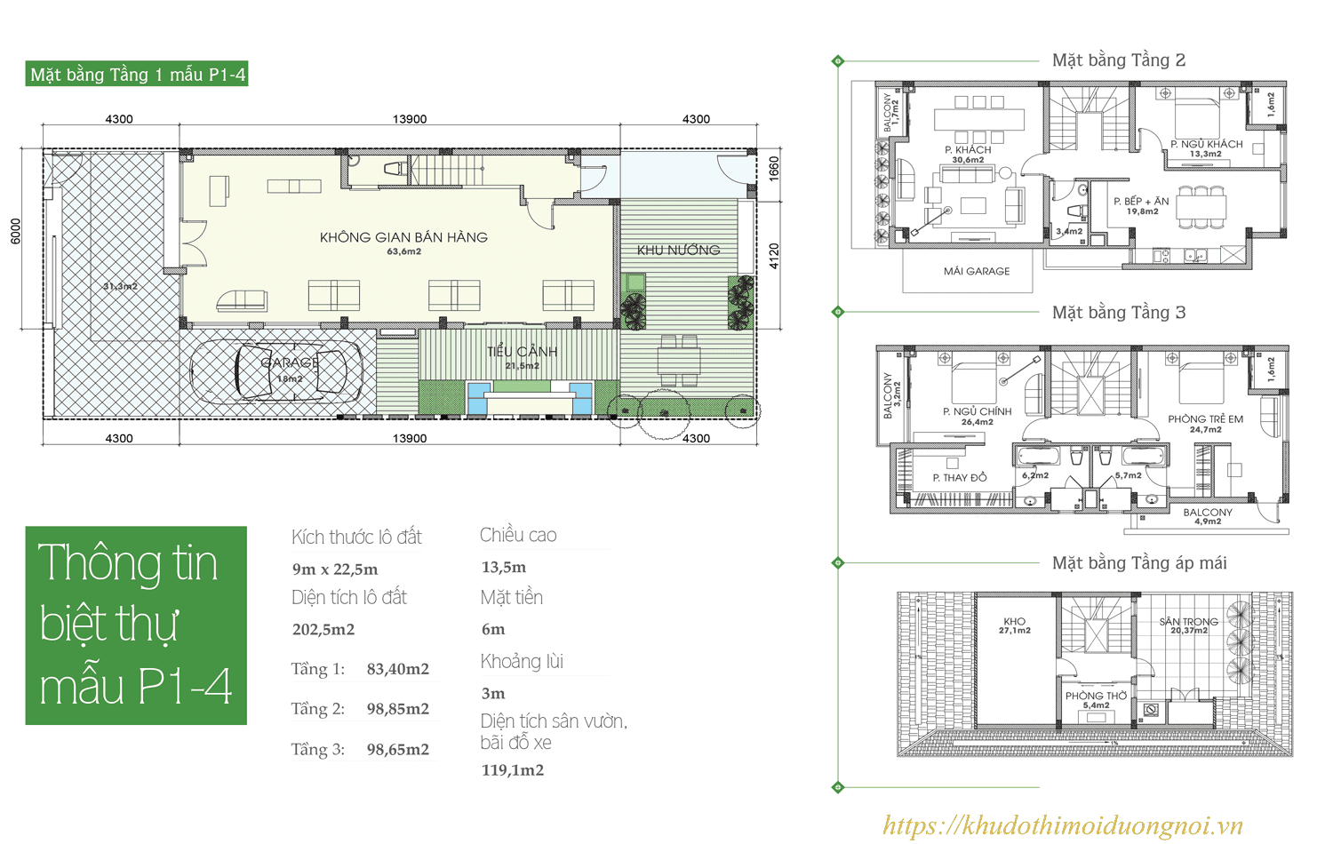 Mặt bằng thiết kế biệt thự an phú shop villa diện tích 202,5m2