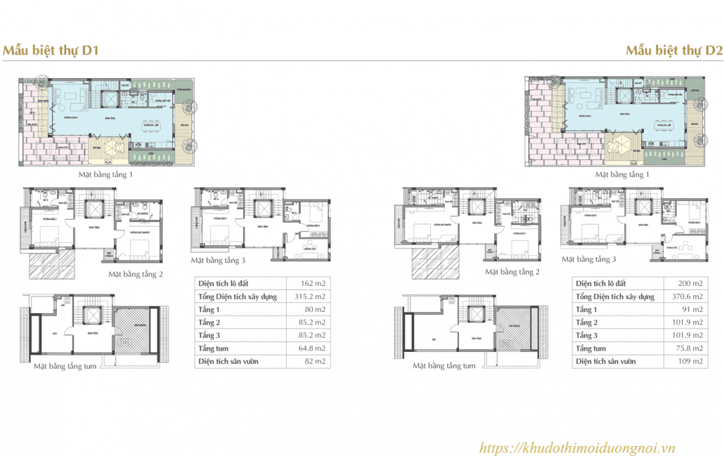 Mặt bằng thiết kế sol lake villa biệt thự đô nghĩa diện tích 162m2 và 200m2