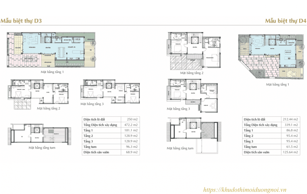 Mặt bằng thiết kế sol lake villa biệt thự đô nghĩa diện tích 212m2 và 250m2