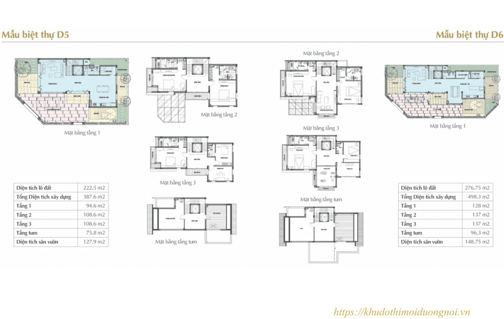 Mặt bằng thiết kế sol lake villa biệt thự đô nghĩa diện tích 222m2 và 276m2