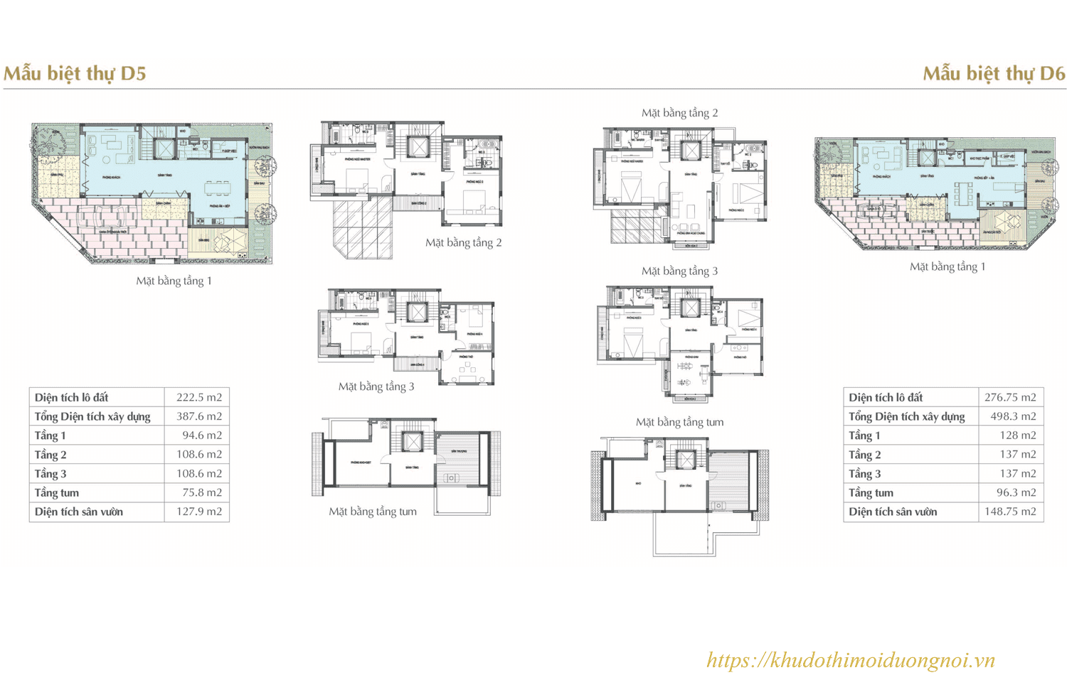 Mặt bằng thiết kế sol lake villa biệt thự đô nghĩa diện tích 222m2 và 276m2