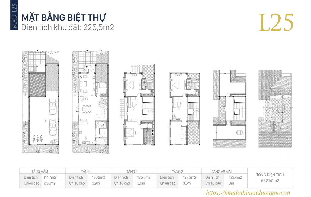 Mẫu thiết kế biệt thự an khang villas 225,5m2