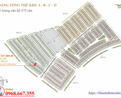 Vị trí biệt thự D03.20 view vườn hoa An Vượng Villa